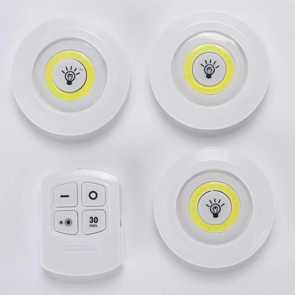 Kit 3 Luminárias LED Spot Sem Fio com Controle Remoto