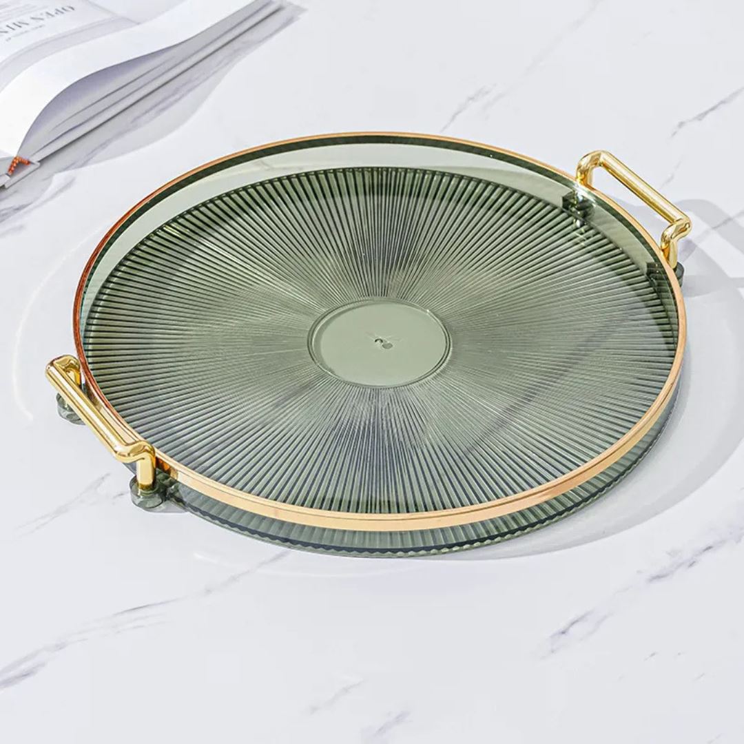 Bandeja Decorativa Redonda em Acrílico