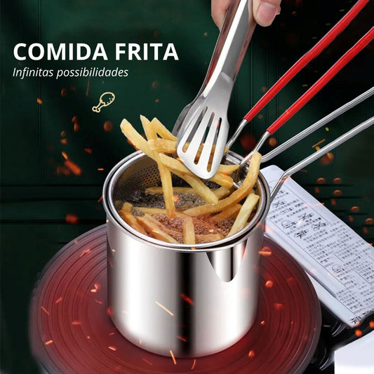 Panela de Fritura em Aço Inox com Cesto