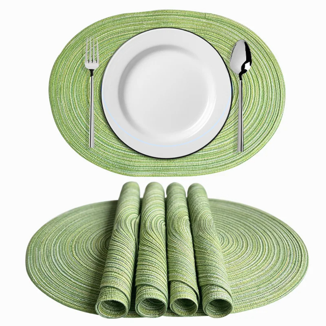 Kit Jogo Americano Oval Trançado Antiderrapante