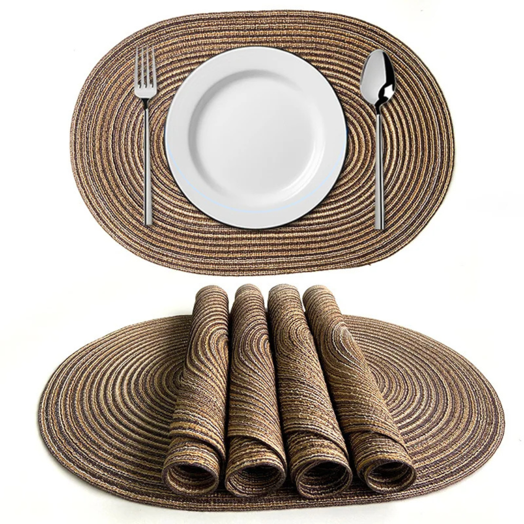 Kit Jogo Americano Oval Trançado Antiderrapante