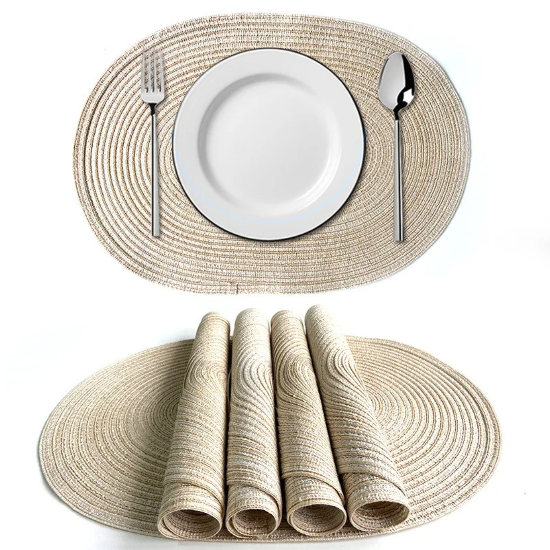 Kit Jogo Americano Oval Trançado Antiderrapante