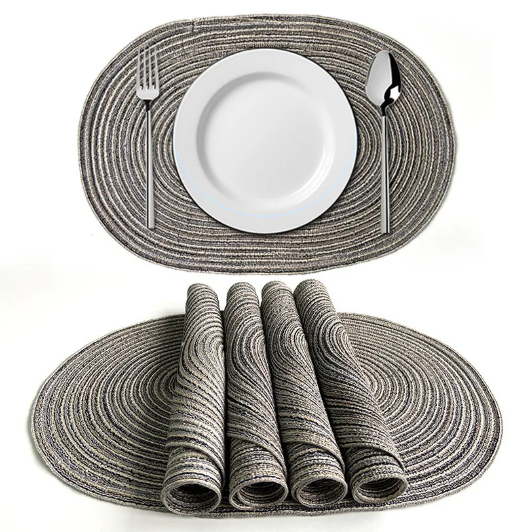 Kit Jogo Americano Oval Trançado Antiderrapante