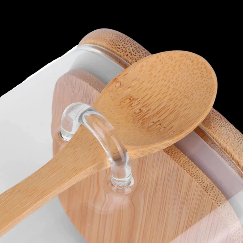 Potes Herméticos de Vidro com Colher de Bambu – Linha Eco (200ml)