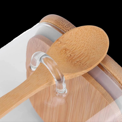 Potes Herméticos de Vidro com Colher de Bambu – Linha Eco (200ml)