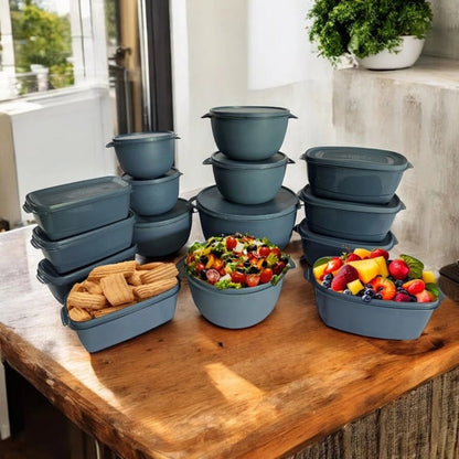 Kit 15 Potes Herméticos de Plástico com Tampa – Empilháveis e Resistentes para Armazenar Alimentos