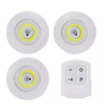 Kit 3 Luminárias LED Spot Sem Fio com Controle Remoto