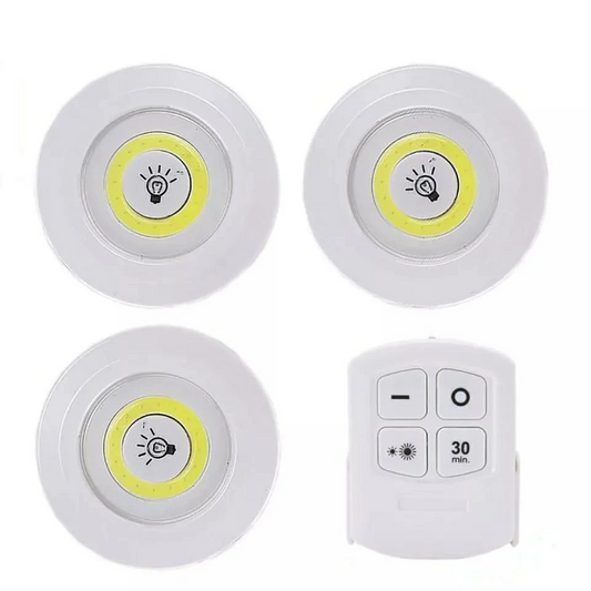 Kit 3 Luminárias LED Spot Sem Fio com Controle Remoto