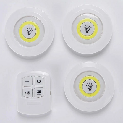 Kit 3 Luminárias LED Spot Sem Fio com Controle Remoto