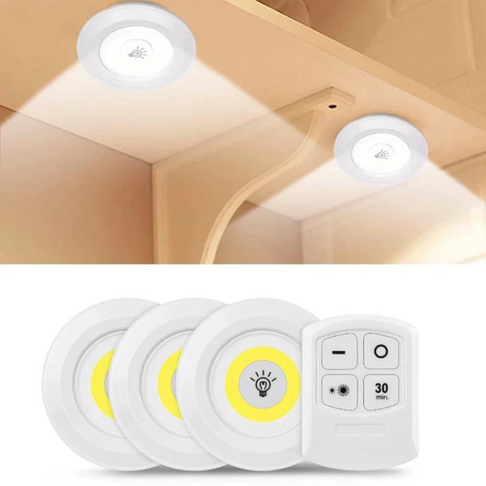 Kit 3 Luminárias LED Spot Sem Fio com Controle Remoto
