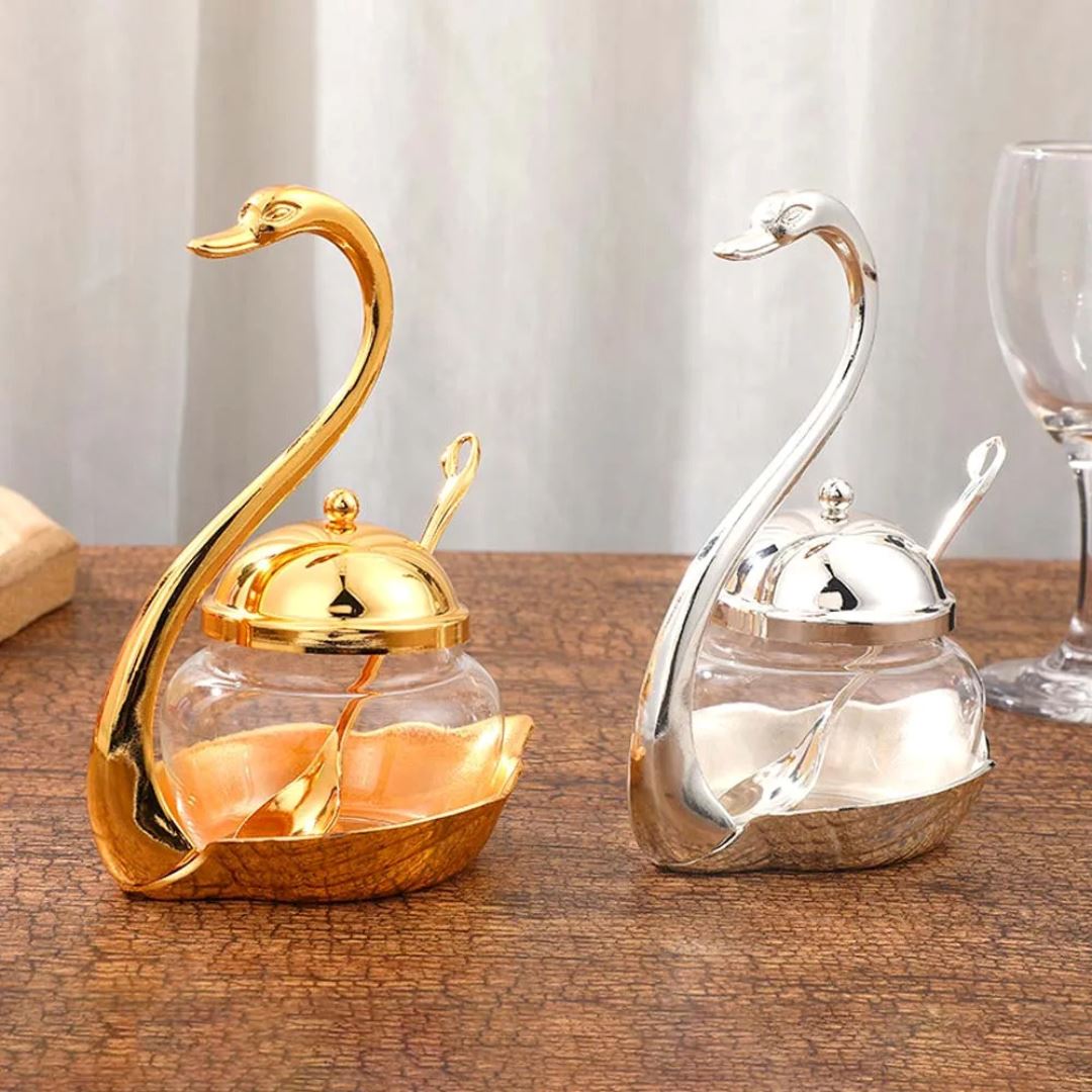 Açucareiro de Vidro em Formato de Cisne