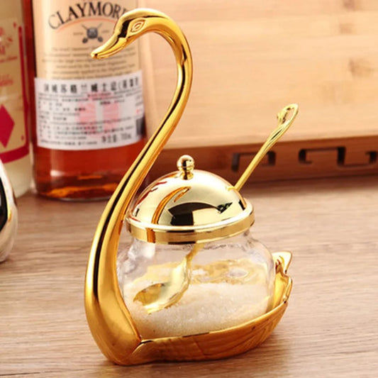 Açucareiro de Vidro em Formato de Cisne