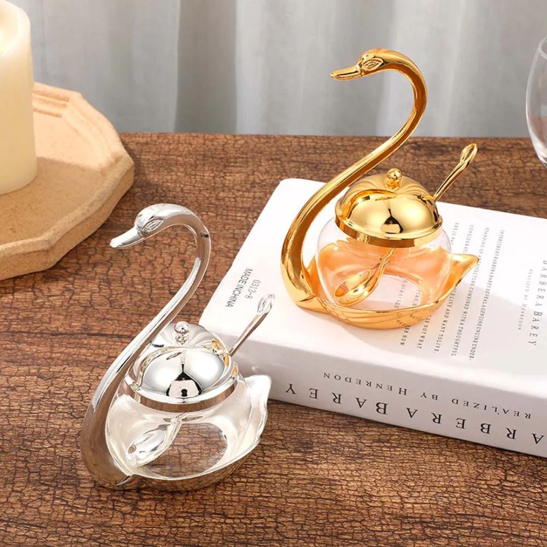 Açucareiro de Vidro em Formato de Cisne
