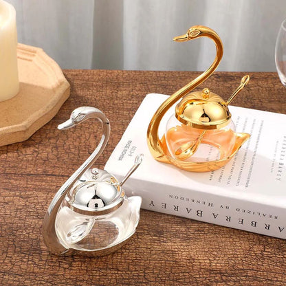 Açucareiro de Vidro em Formato de Cisne