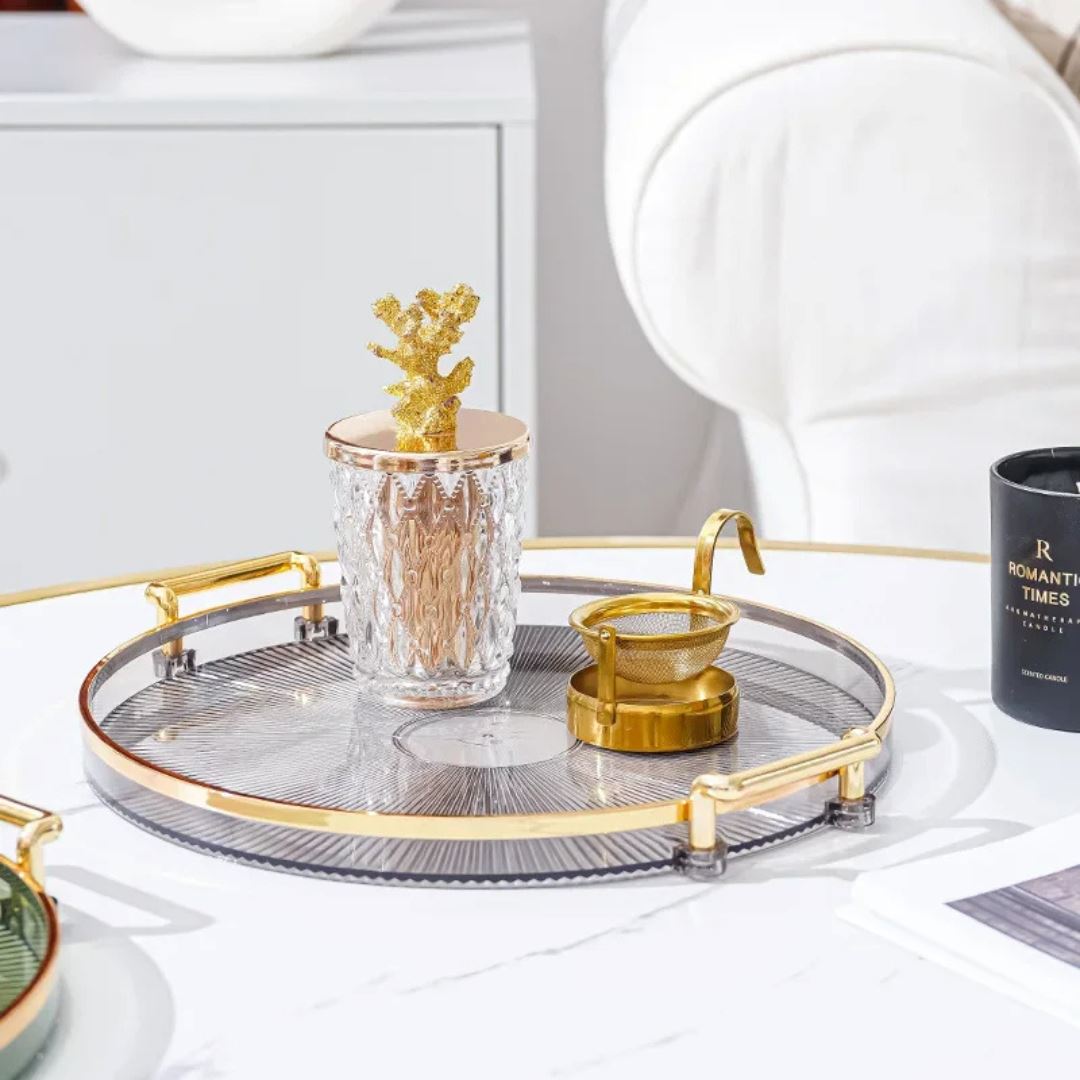 Bandeja Decorativa Redonda em Acrílico