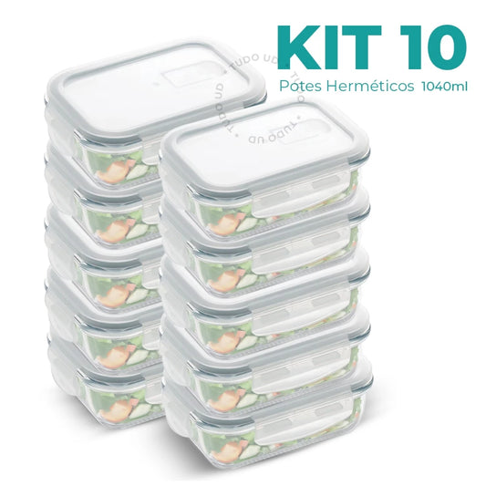 Kit Potes Herméticos de Vidro Borossilicato – Linha Fresh 1040ml