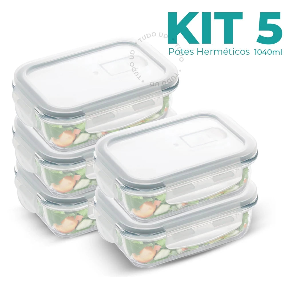 Kit Potes Herméticos de Vidro Borossilicato – Linha Fresh 1040ml
