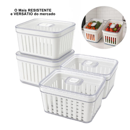 Kit 4 Organizadores com Cesto de Drenagem e Respiro – Linha Fresh 3,8L