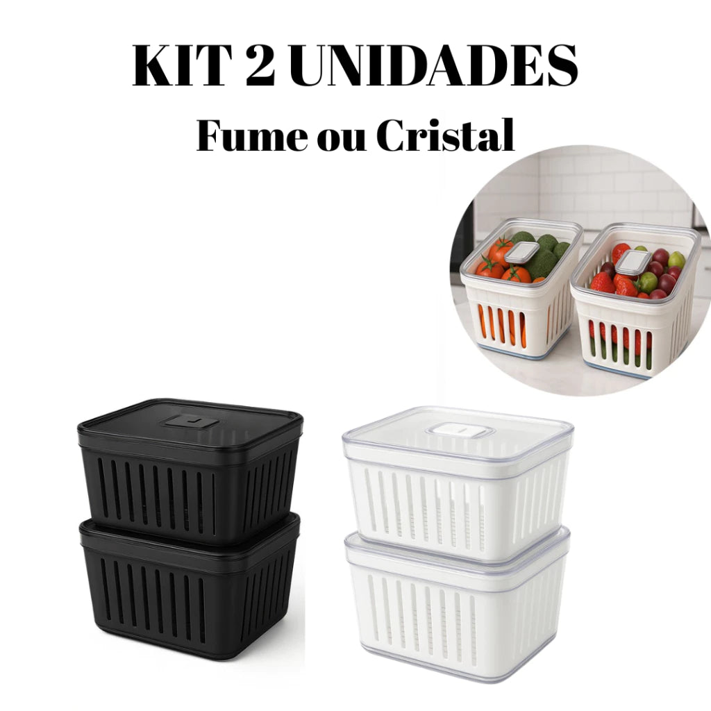 Kit 4 Organizadores com Cesto de Drenagem e Respiro – Linha Fresh 3,8L