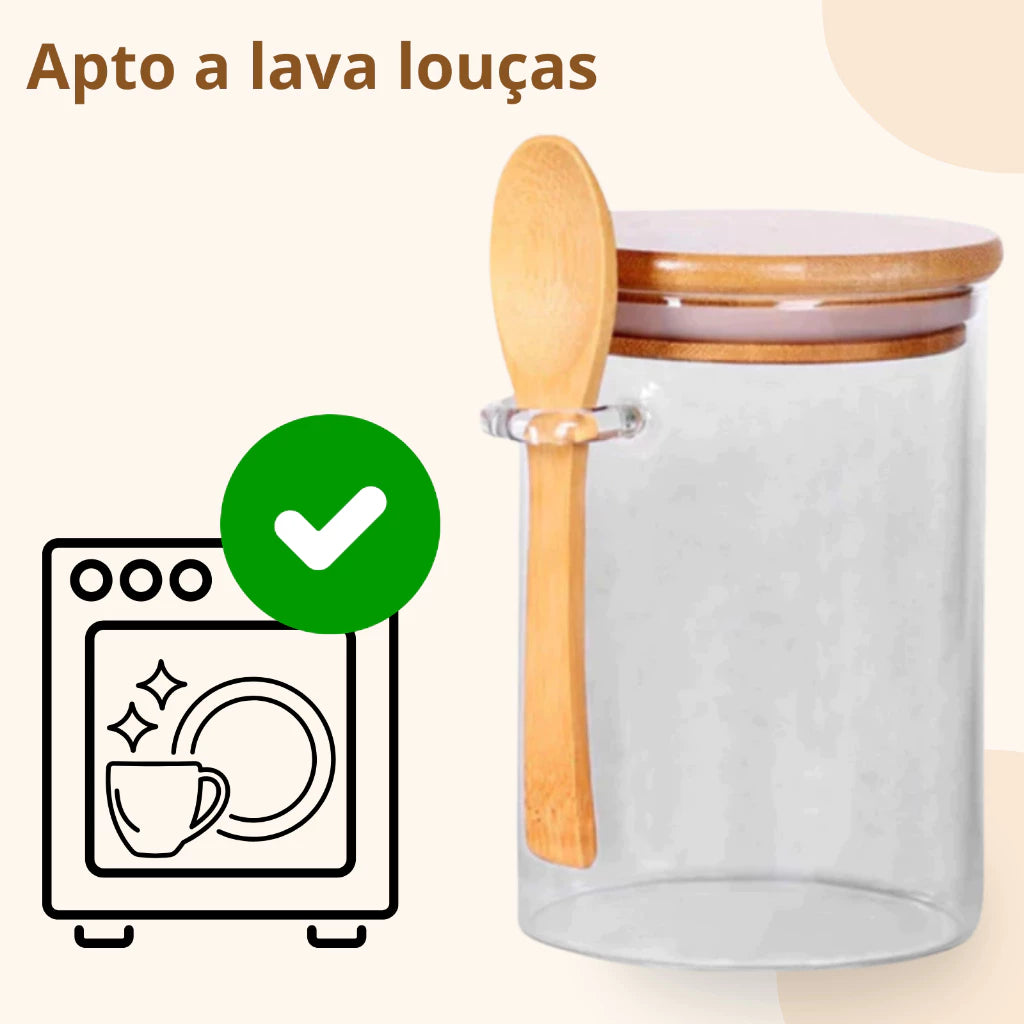 Kit 6 Porta-Temperos com Colher de Bambu – Linha Eco Spice (200ml)