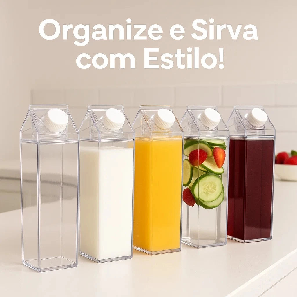 Kit 4 Garrafas Milk Box em Acrílico Clear – 1 Litro