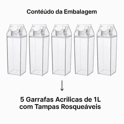Kit 4 Garrafas Milk Box em Acrílico Clear – 1 Litro