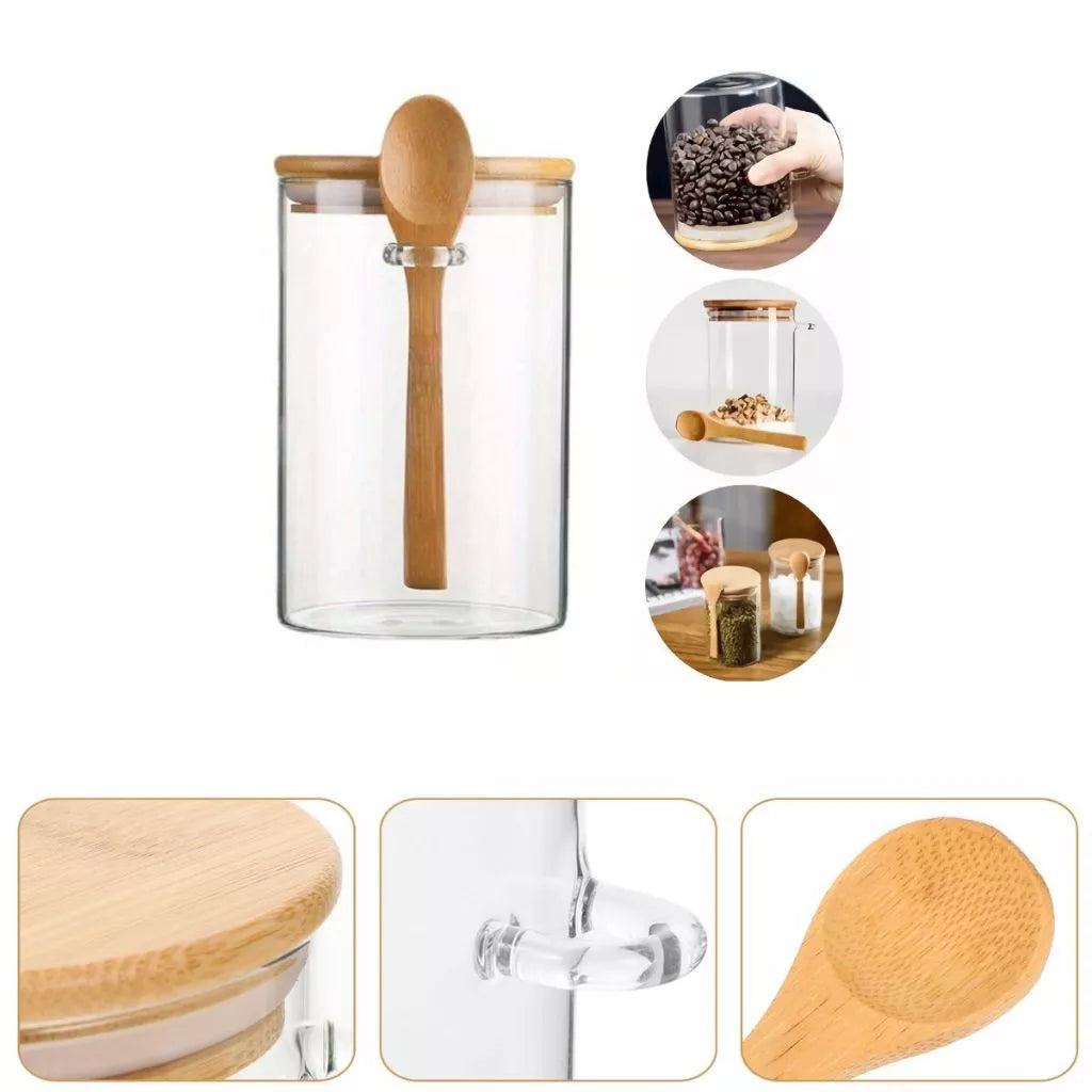 Kit 6 Porta-Temperos com Colher de Bambu – Linha Eco Spice (200ml)