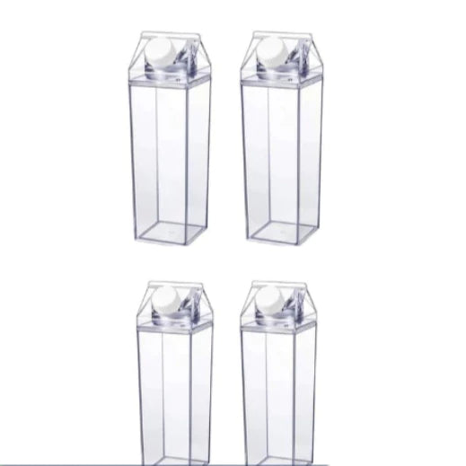 Kit 4 Garrafas Milk Box em Acrílico Clear – 1 Litro
