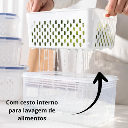 Kit Trio Wash & Store com Cesto de Drenagem – Linha Fresh