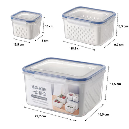 Kit Trio Wash & Store com Cesto de Drenagem – Linha Fresh