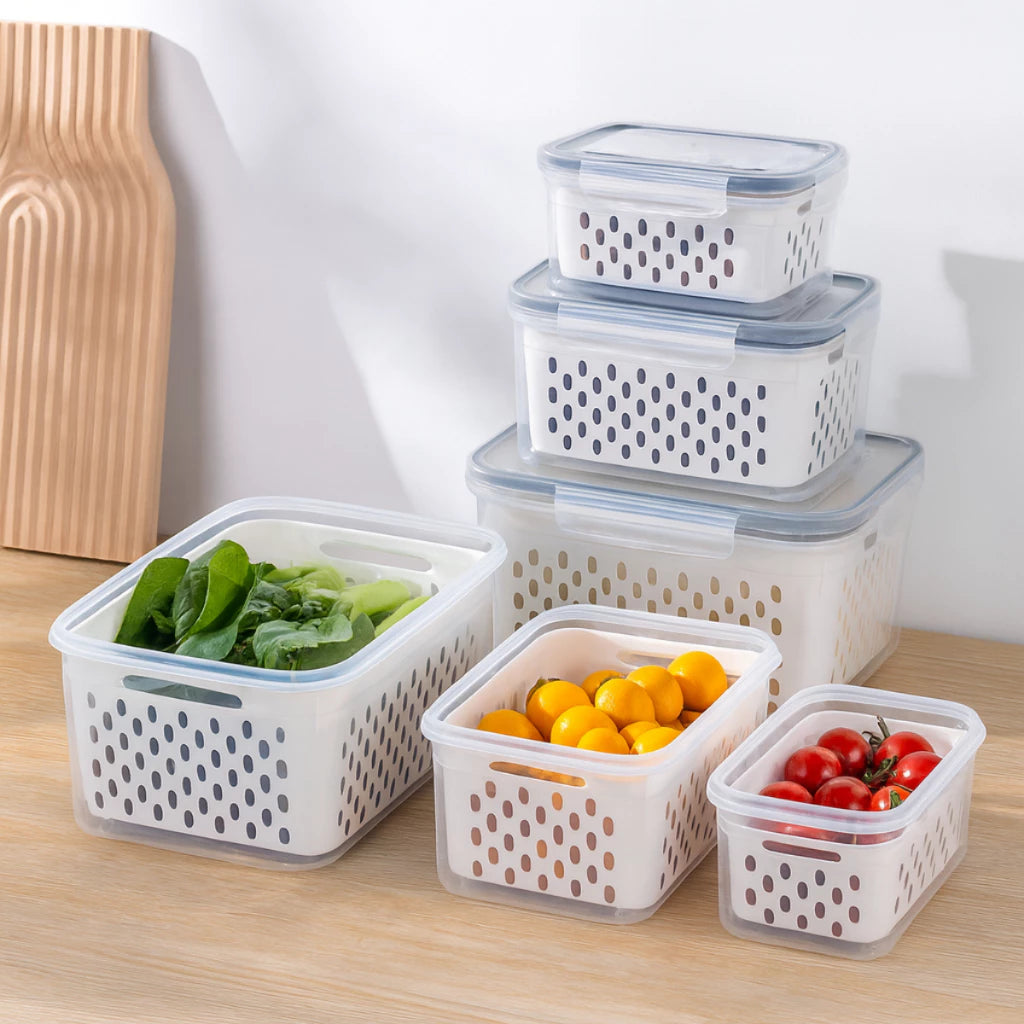 Kit Trio Wash & Store com Cesto de Drenagem – Linha Fresh