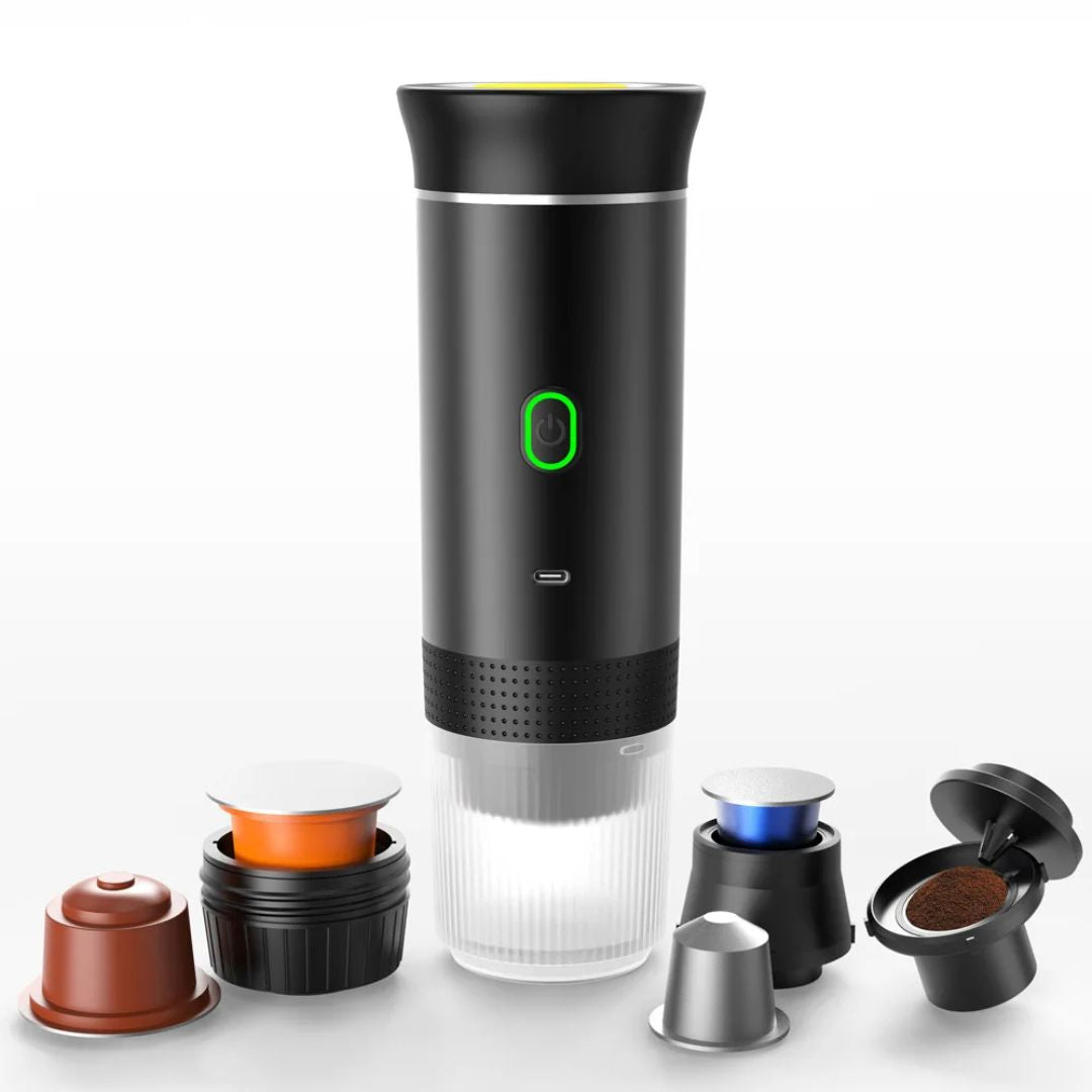 Cafeteira Expresso Portátil 3 em 1 com Aquecimento Sem Fio e Entrada USB