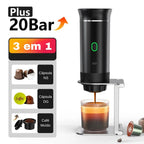 Cafeteira Expresso Portátil 3 em 1 com Aquecimento Sem Fio e Entrada USB