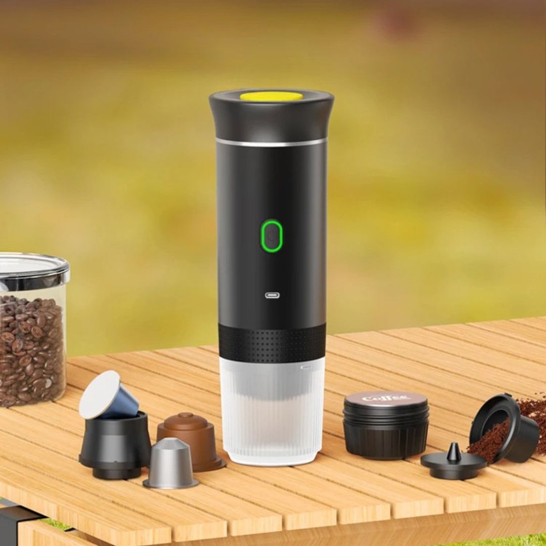 Cafeteira Expresso Portátil 3 em 1 com Aquecimento Sem Fio e Entrada USB