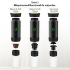 Cafeteira Expresso Portátil 3 em 1 com Aquecimento Sem Fio e Entrada USB