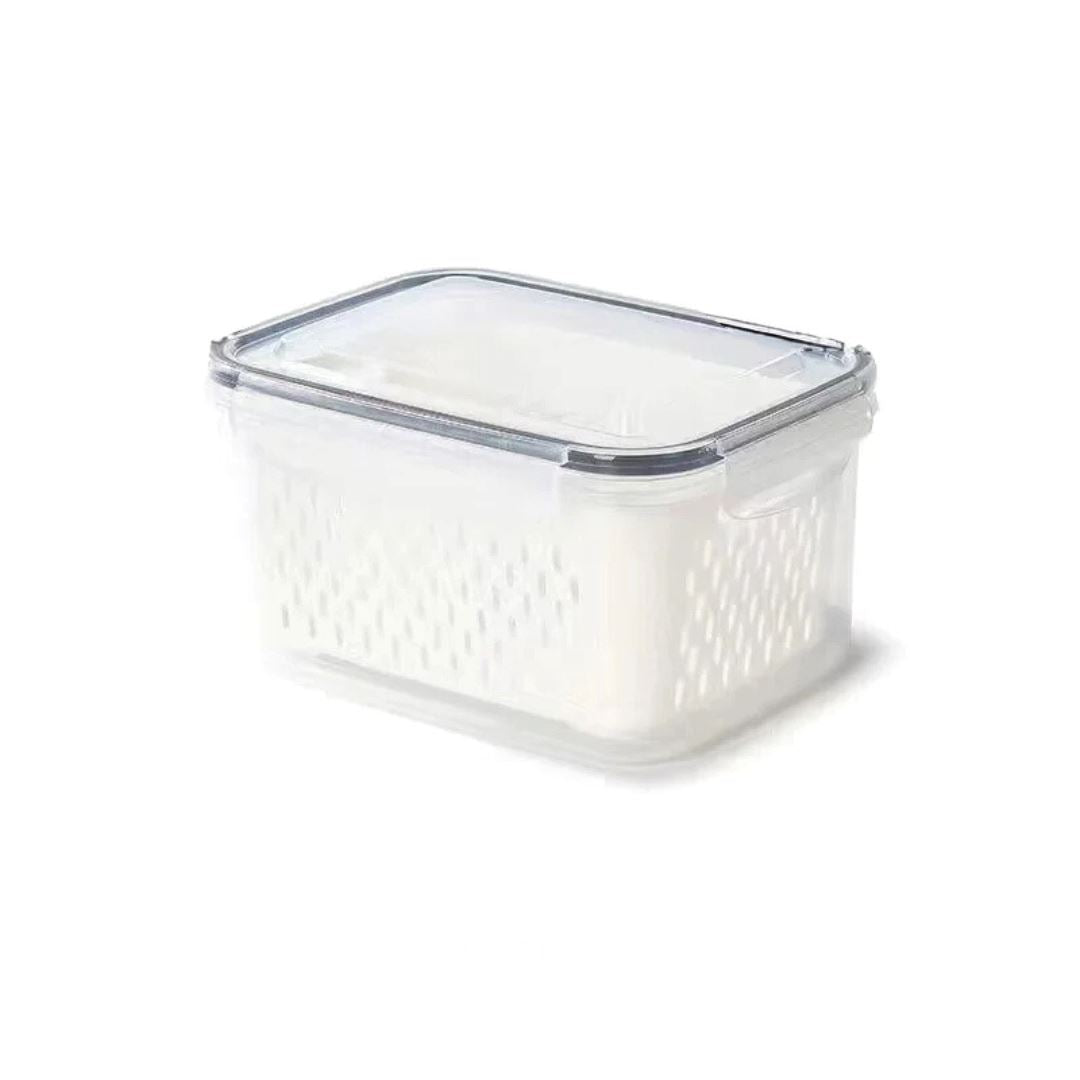 Vasilha de Plástico para Geladeira com Tampa e Drenagem