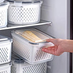 Vasilha de Plástico para Geladeira com Tampa e Drenagem