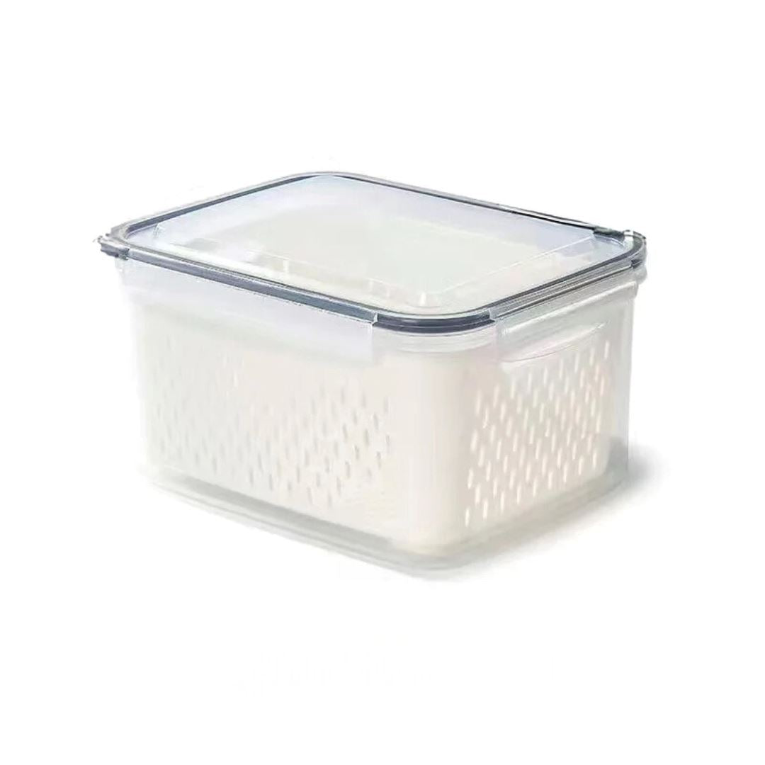 Vasilha de Plástico para Geladeira com Tampa e Drenagem