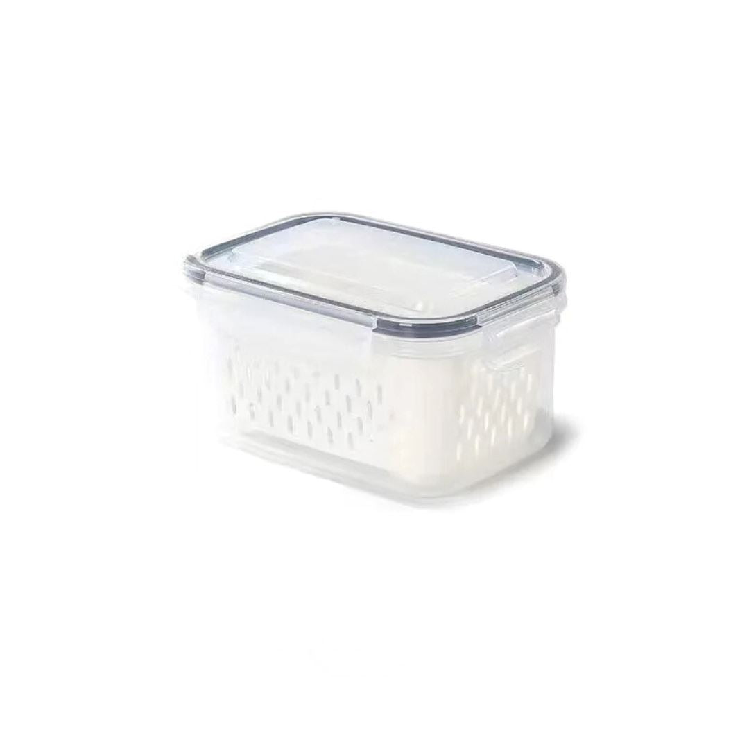 Vasilha de Plástico para Geladeira com Tampa e Drenagem