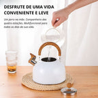 Chaleira com Apito em Aço Inox e Fundo Espesso para Fogão e Indução 3L