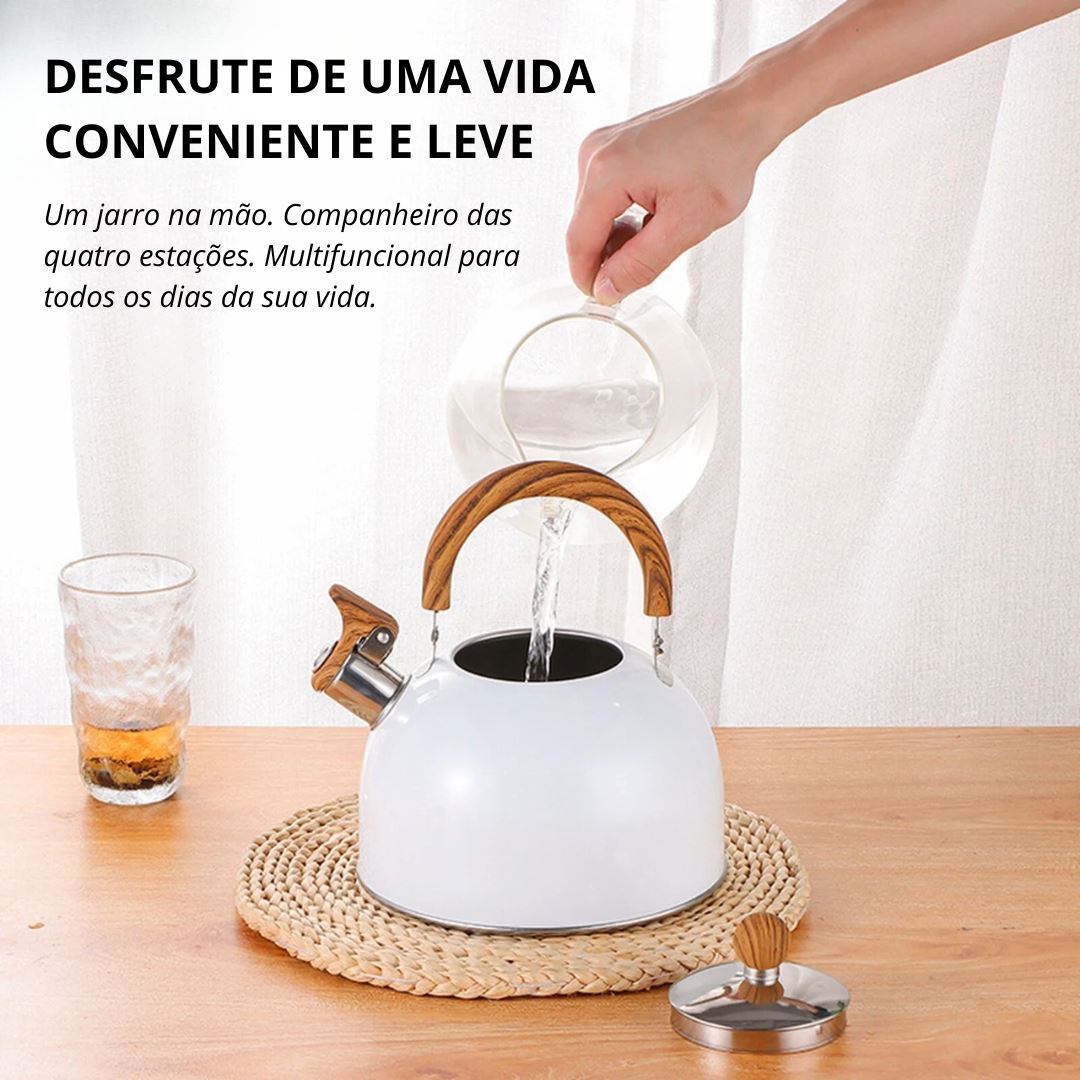 Chaleira com Apito em Aço Inox e Fundo Espesso para Fogão e Indução 3L