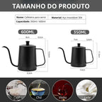 Chaleira de Café com Bico Fino e Pescoço de Ganso em Aço Inox