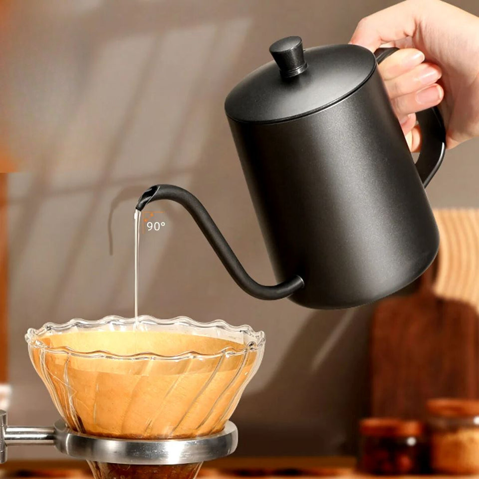Chaleira de Café com Bico Fino e Pescoço de Ganso em Aço Inox
