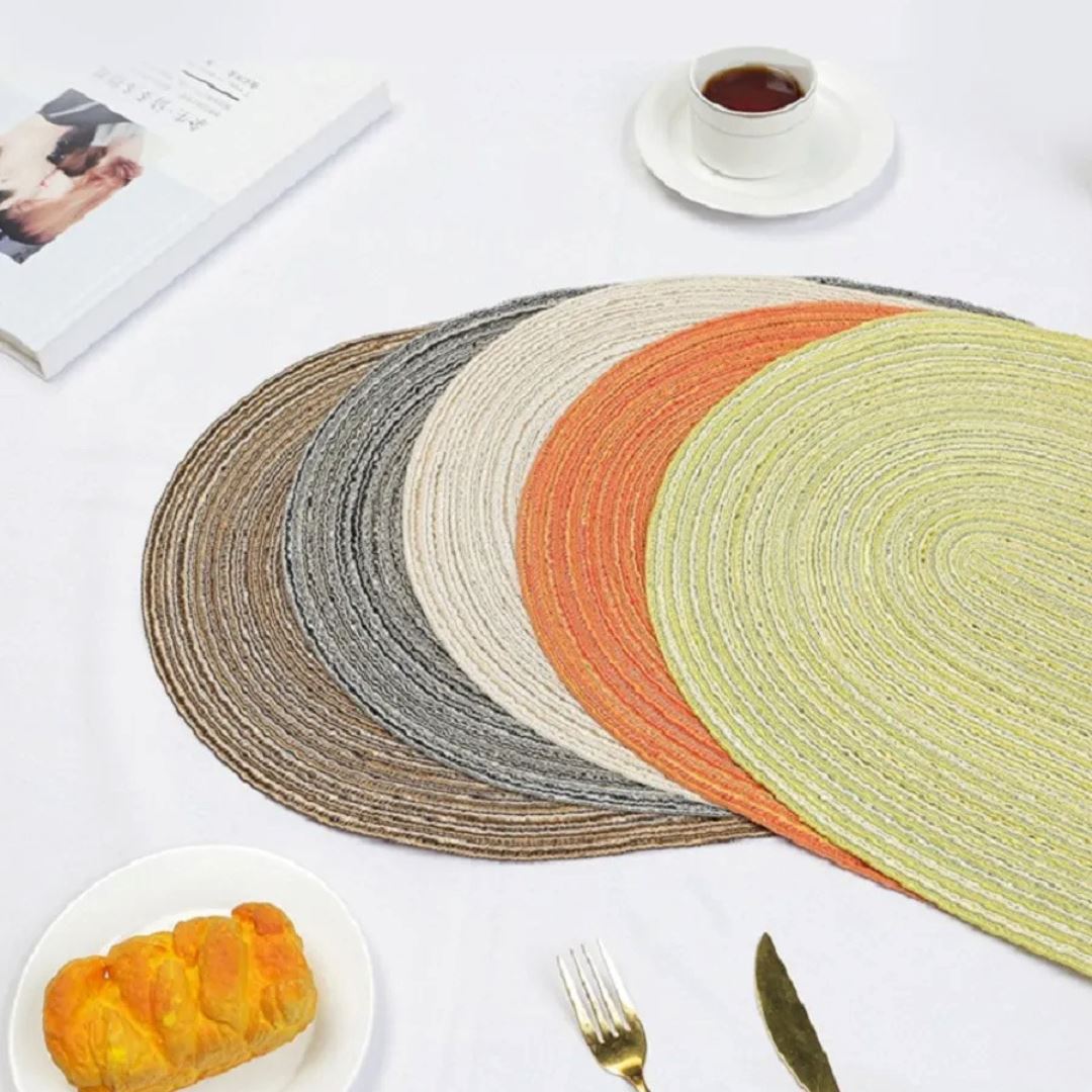 Kit Jogo Americano Oval Trançado Antiderrapante