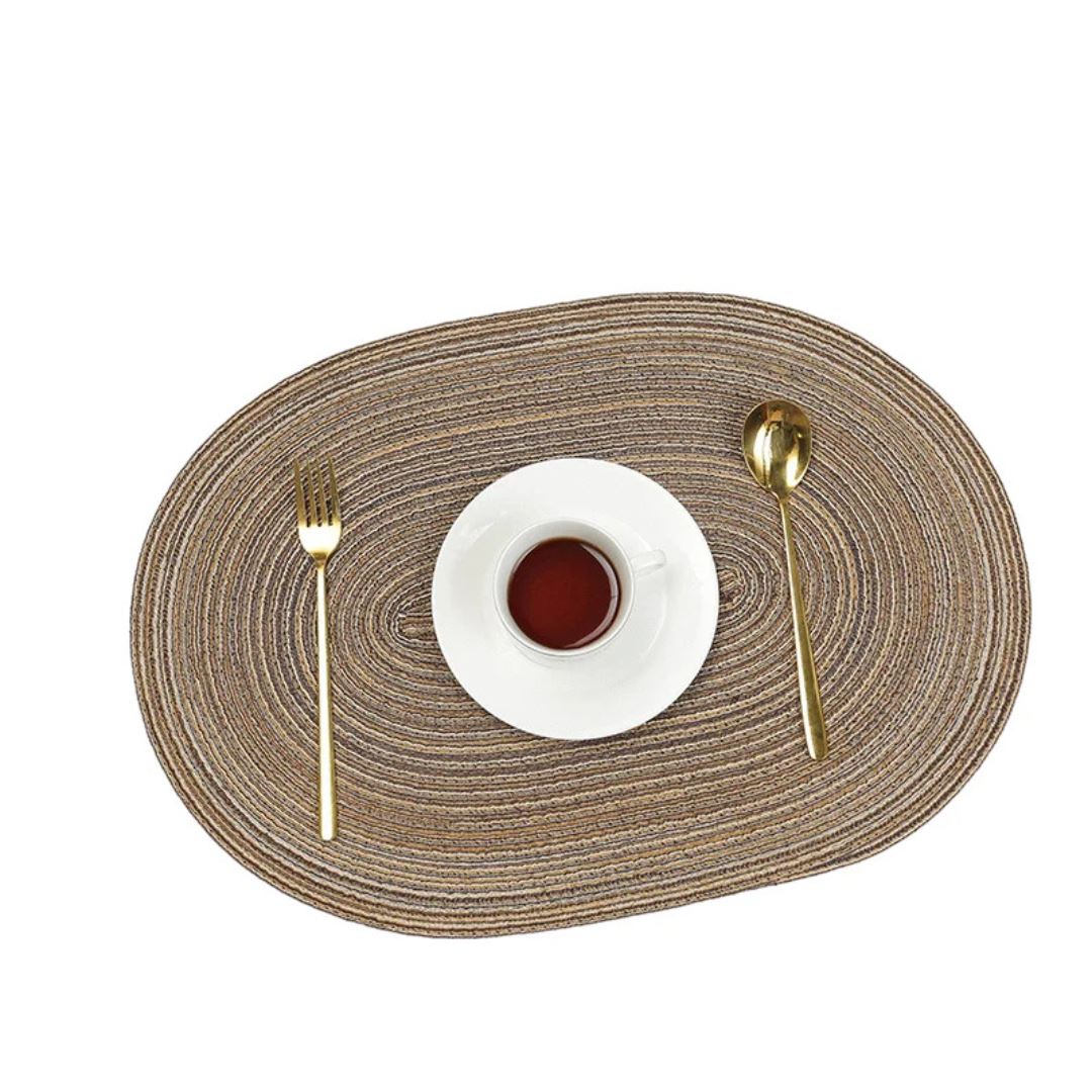 Kit Jogo Americano Oval Trançado Antiderrapante