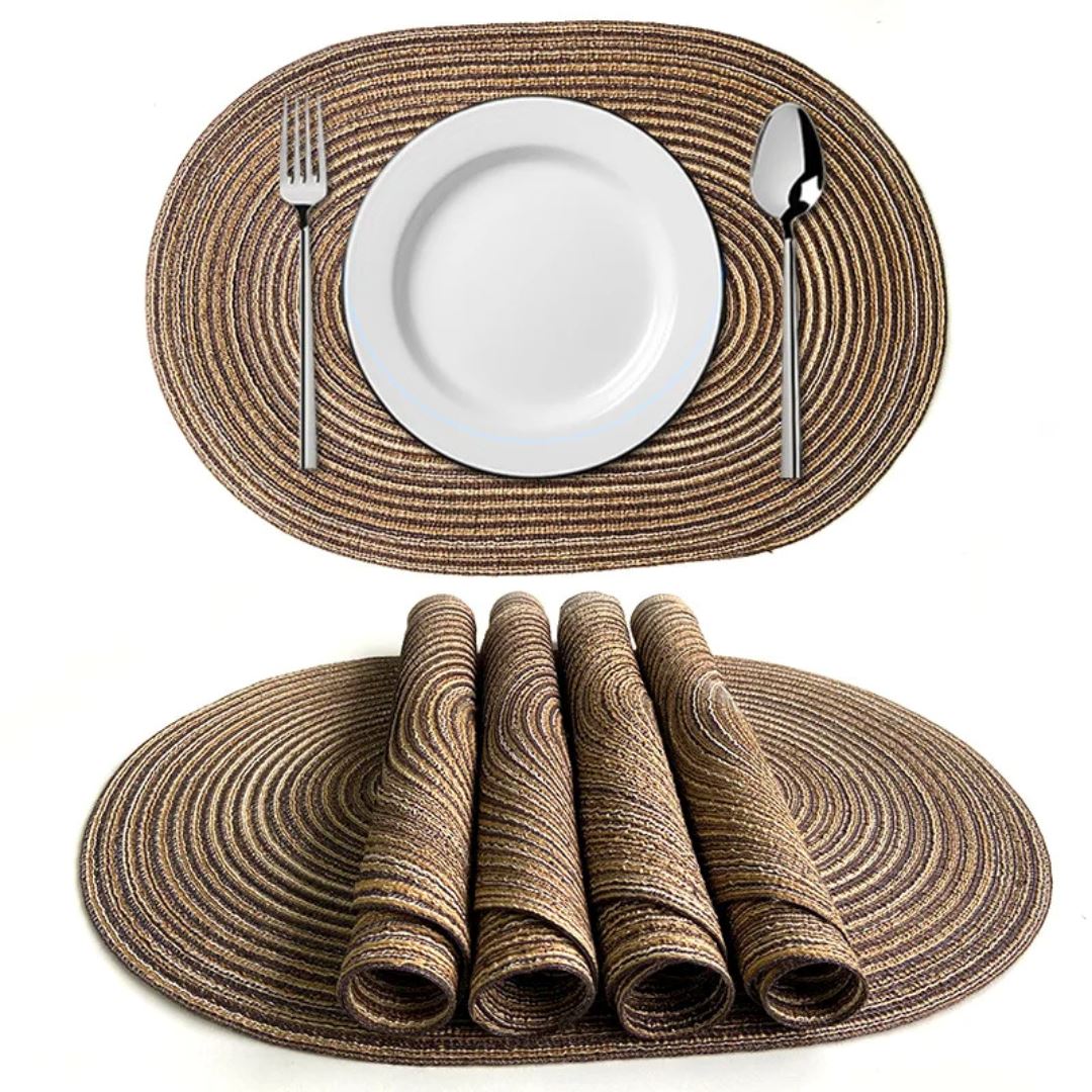 Kit Jogo Americano Oval Trançado Antiderrapante