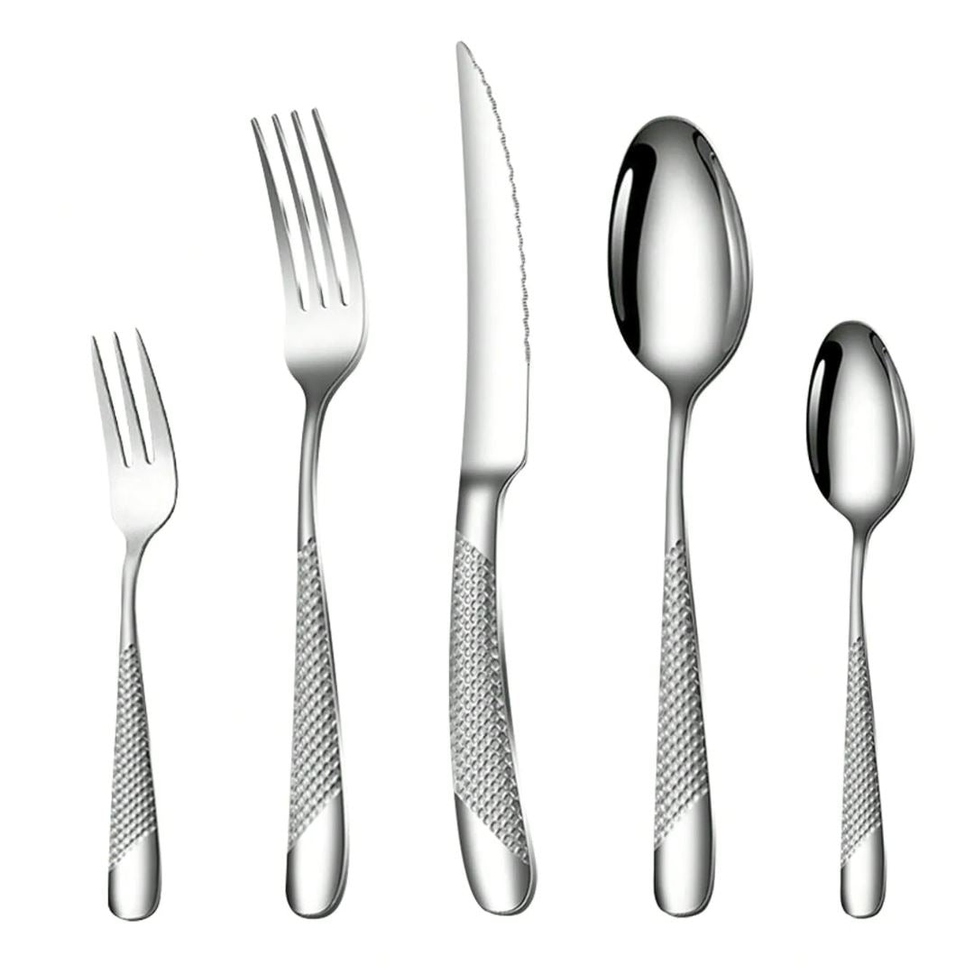 Conjunto de Talheres Prata em Aço Inox - 30 Peças