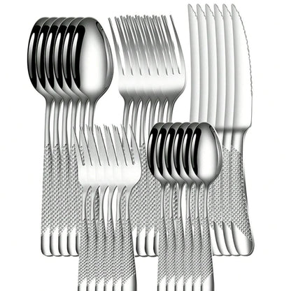 Conjunto de Talheres Prata em Aço Inox - 30 Peças