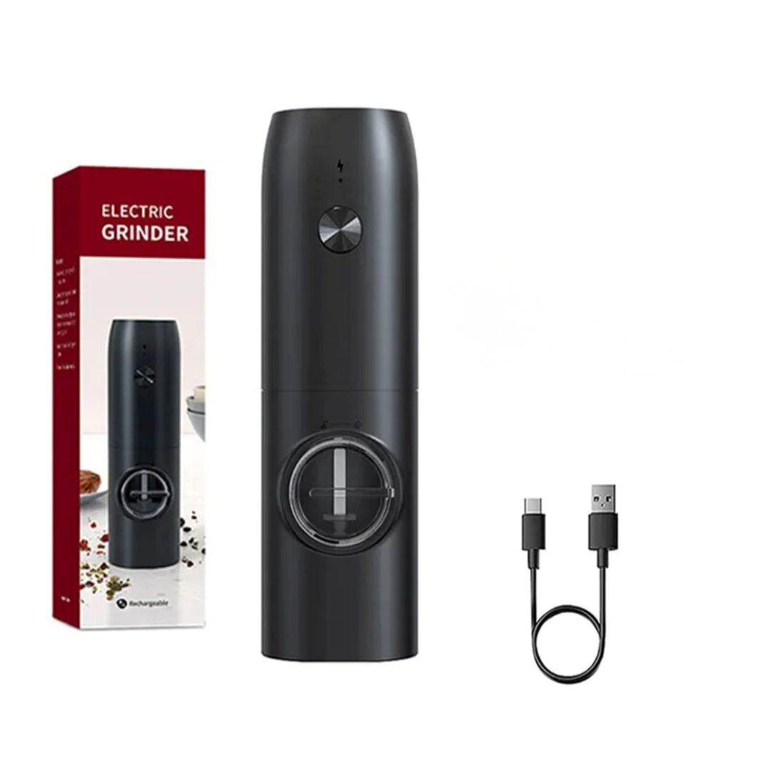 Moedor de Pimenta e Sal Automático USB com Luz LED e Ajuste de Moagem