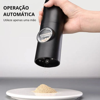 Moedor de Pimenta e Sal Automático USB com Luz LED e Ajuste de Moagem